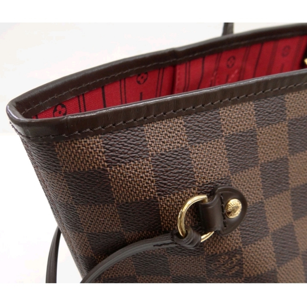 💕Louis Vuitton Tote Bag Neverfull MM Damier Ebene "Cherry RED Interior" - Picture 9 of 16